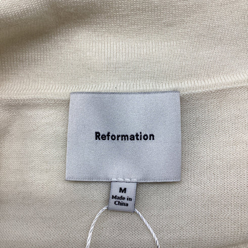 Women's Reformation Polo Sweater in Cream Merino Wool
