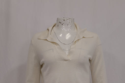 Women's Reformation Polo Sweater in Cream Merino Wool
