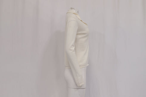 Women's Reformation Polo Sweater in Cream Merino Wool