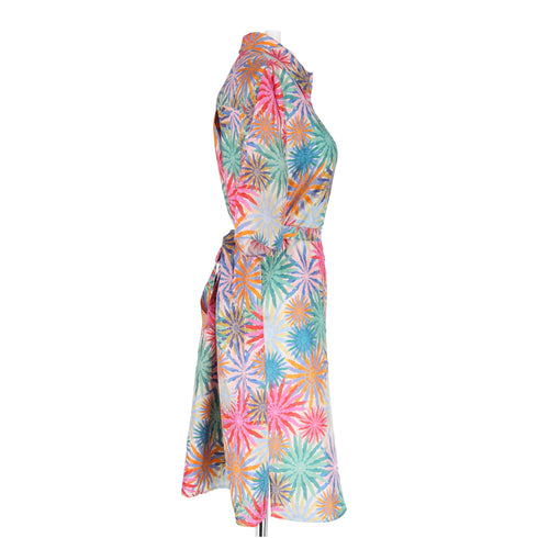 Women's Saloni Jeri Printed Mini Shirt Dress in Multicolor Silk