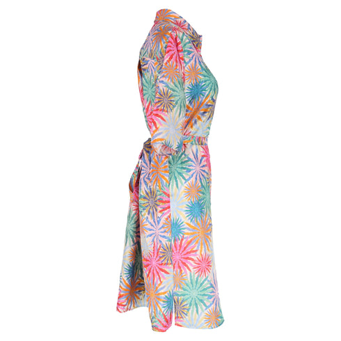 Women's Saloni Jeri Printed Mini Shirt Dress in Multicolor Silk