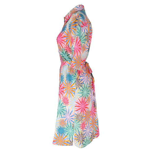 Women's Saloni Jeri Printed Mini Shirt Dress in Multicolor Silk