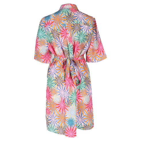 Women's Saloni Jeri Printed Mini Shirt Dress in Multicolor Silk
