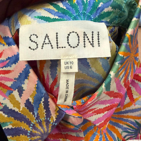 Women's Saloni Jeri Printed Mini Shirt Dress in Multicolor Silk