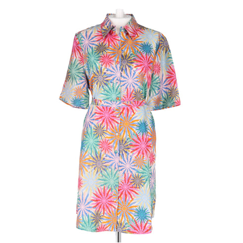 Women's Saloni Jeri Printed Mini Shirt Dress in Multicolor Silk