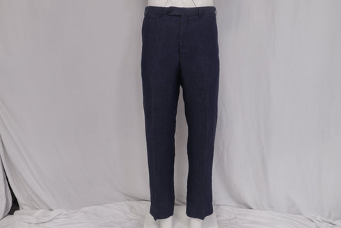 Men's Ermenegildo Zegna Cropped Trousers in Navy Blue Linen