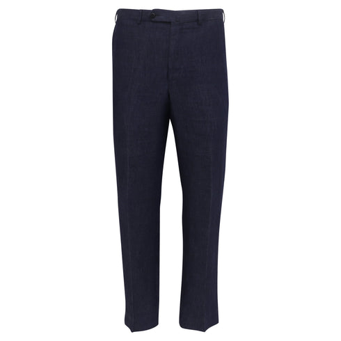 Men's Ermenegildo Zegna Cropped Trousers in Navy Blue Linen