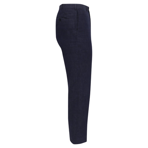 Men's Ermenegildo Zegna Cropped Trousers in Navy Blue Linen