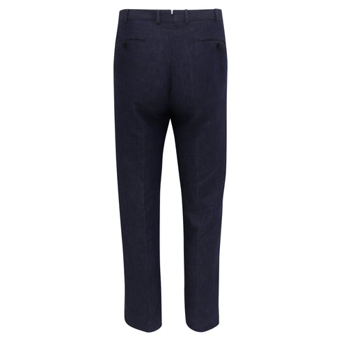Men's Ermenegildo Zegna Cropped Trousers in Navy Blue Linen