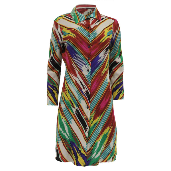 Women's Etro Printed Mini Shirt Dress in Multicolor Silk