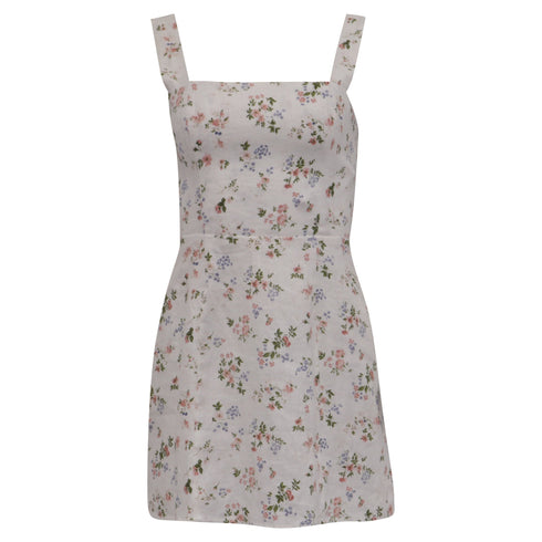 Women's Reformation Brigitte Floral-Print Mini Dress in Multicolor Linen