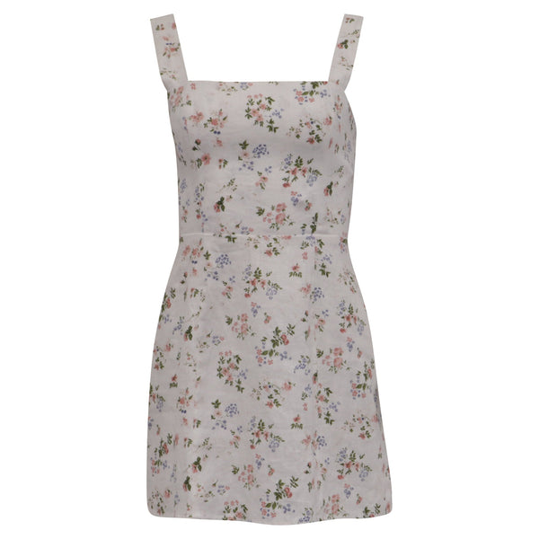 Women's Reformation Brigitte Floral-Print Mini Dress in Multicolor Linen