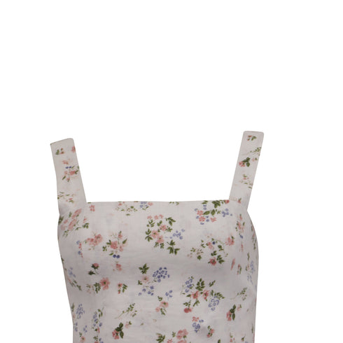 Women's Reformation Brigitte Floral-Print Mini Dress in Multicolor Linen