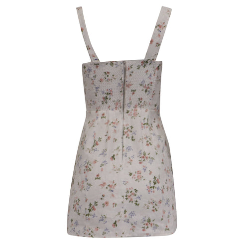 Women's Reformation Brigitte Floral-Print Mini Dress in Multicolor Linen