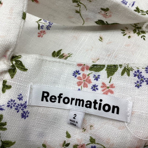 Women's Reformation Brigitte Floral-Print Mini Dress in Multicolor Linen