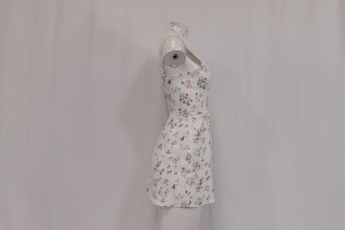Women's Reformation Brigitte Floral-Print Mini Dress in Multicolor Linen