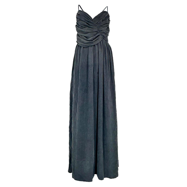 Women's Zimmermann V-Neck Gathered Maxi Dress in Grey Viscose