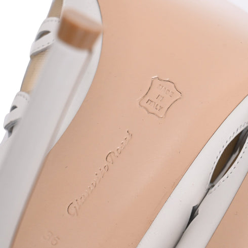 Women's Gianvito Rossi Cutout Lace-Up Sandal Heels in White Leather