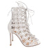 Women's Gianvito Rossi Cutout Lace-Up Sandal Heels in White Leather