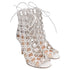 Women's Gianvito Rossi Cutout Lace-Up Sandal Heels in White Leather