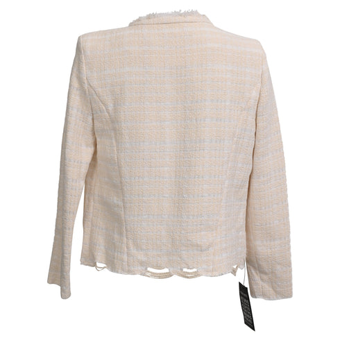 Women's Iro Frayed Tweed Open Blazer in Cream Cotton