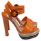 Women's Prada Platform Sandals in Orange Patent Leather