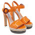 Women's Prada Platform Sandals in Orange Patent Leather