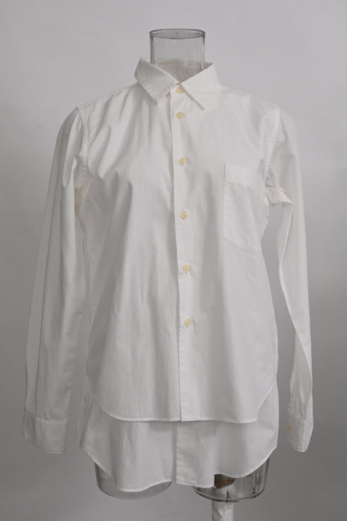 Women's Black Comme Des Garçons Layered Shirt in White Cotton