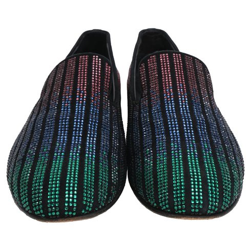 Women's Giuseppe Zanotti Crystal-Embellished Loafers in Multicolor Suede