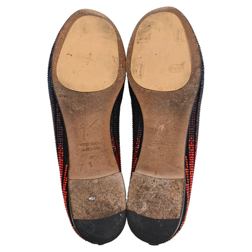 Women's Giuseppe Zanotti Crystal-Embellished Loafers in Multicolor Suede
