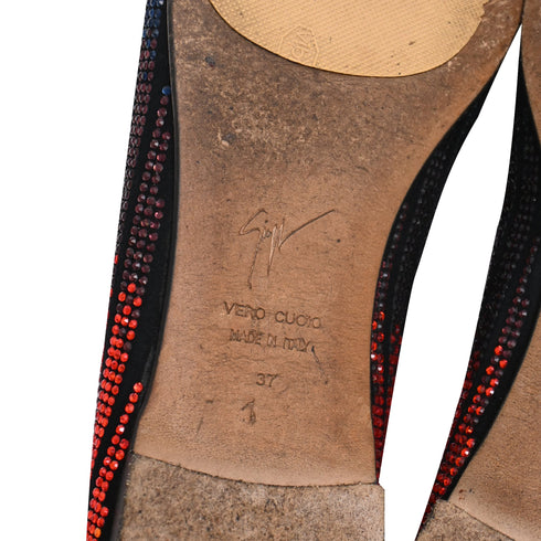 Women's Giuseppe Zanotti Crystal-Embellished Loafers in Multicolor Suede
