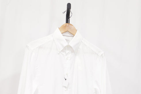 Men's Brunello Cucinelli Longsleeve Dress Shirt in White Cotton