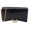 Hourglass Chain Wallet Crocodile Embossed Leather