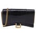 Hourglass Chain Wallet Crocodile Embossed Leather