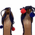 Women's Aquazzura Pom-Pom Embellishments Espadrille Wedge in Blue Suede