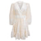 Women's Zimmermann Tiered Embroidered Broderie Anglaise Mini Wrap Dress in White Ramie