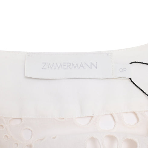 Women's Zimmermann Tiered Embroidered Broderie Anglaise Mini Wrap Dress in White Ramie