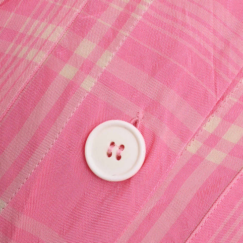 Women's Victoria Beckham Plaid Button-Down Shirt in Pink Viscose