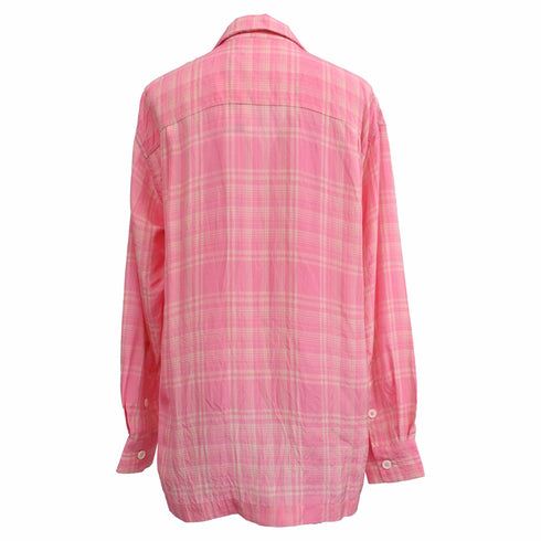 Women's Victoria Beckham Plaid Button-Down Shirt in Pink Viscose
