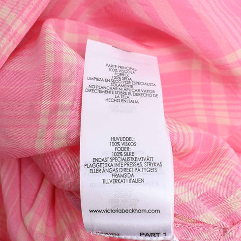Women's Victoria Beckham Plaid Button-Down Shirt in Pink Viscose