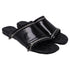 Women's Burberry Decorative-Zip Flat Sandals in Black Leather