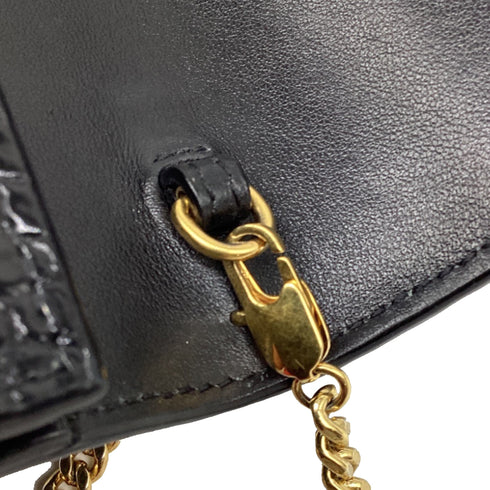 Classic Monogram Wallet on Chain Crocodile Embossed Leather