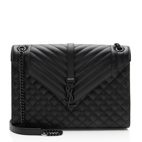 Classic Monogram Envelope Satchel Mixed Matelasse Leather Large
