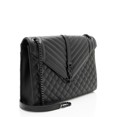Classic Monogram Envelope Satchel Mixed Matelasse Leather Large
