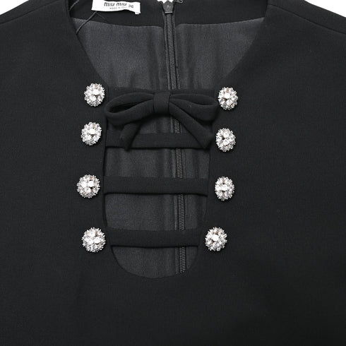 Women's Miu Miu Longsleeve Mini Dress in Black Triacetate