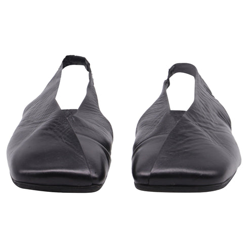 Women's Jil Sander Square-Toe Slingback Flats in Black Leather