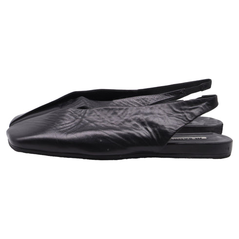 Women's Jil Sander Square-Toe Slingback Flats in Black Leather