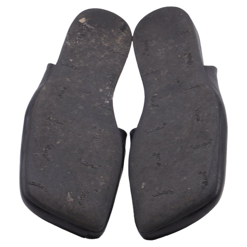 Women's Jil Sander Square-Toe Slingback Flats in Black Leather