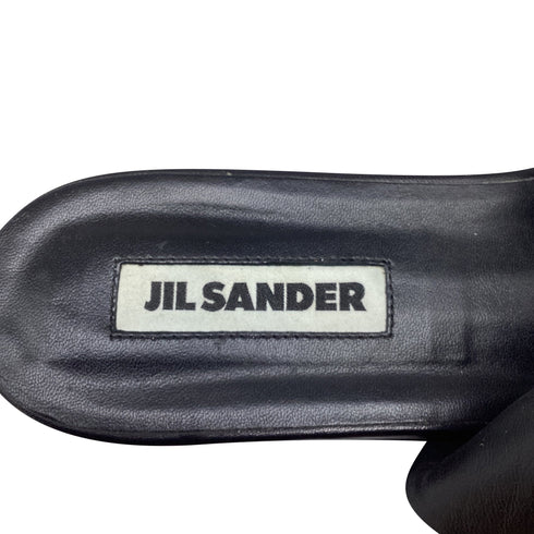 Women's Jil Sander Square-Toe Slingback Flats in Black Leather