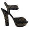 Women's Sergio Rossi Studded Platform Ankle Strap Sandals in Black Leather